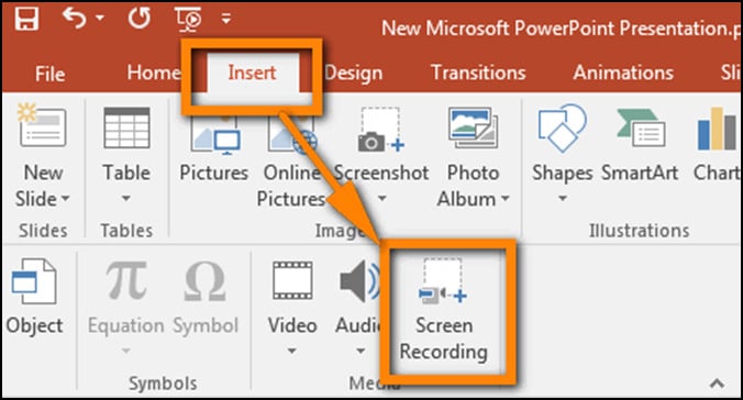 select screen recording in powerpoint