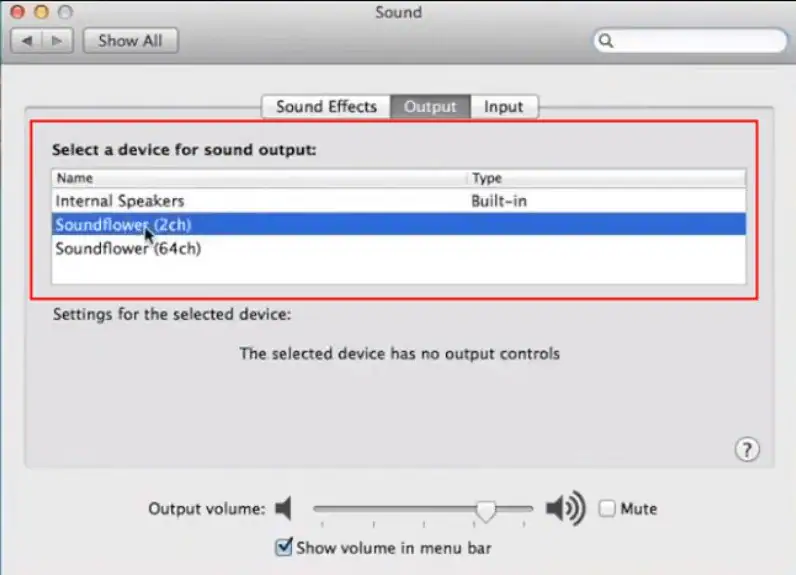 select soundflower as audio output