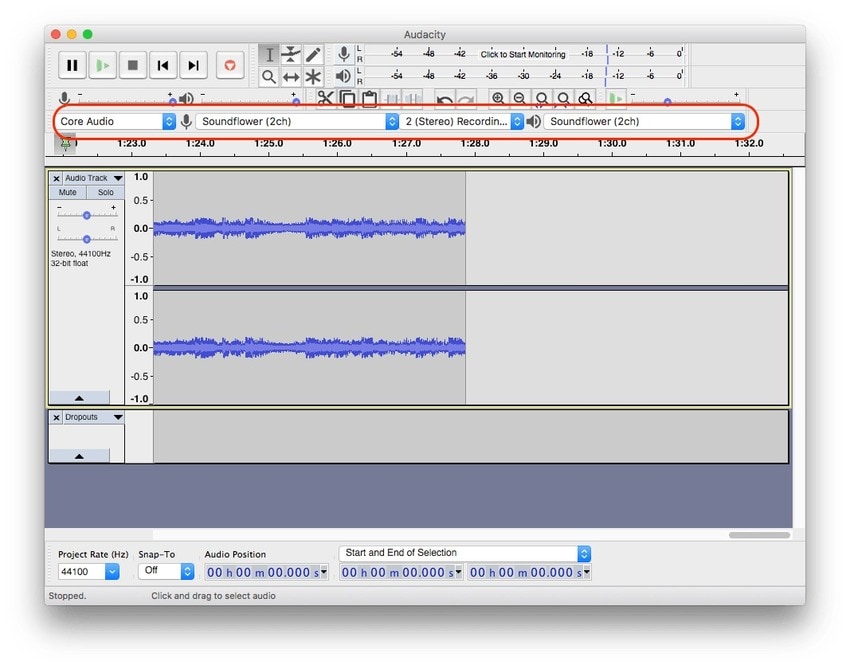 audacity settings to record from youtube on mac