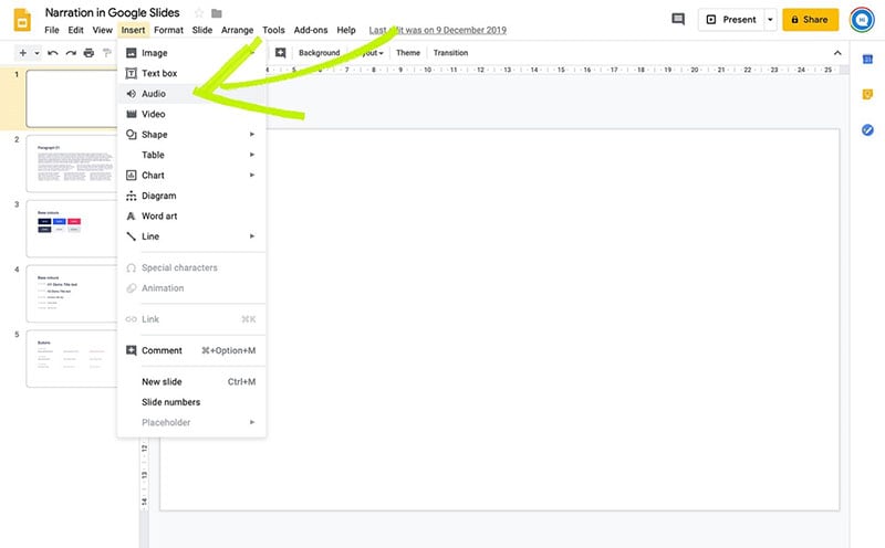 grabar audio para google slides