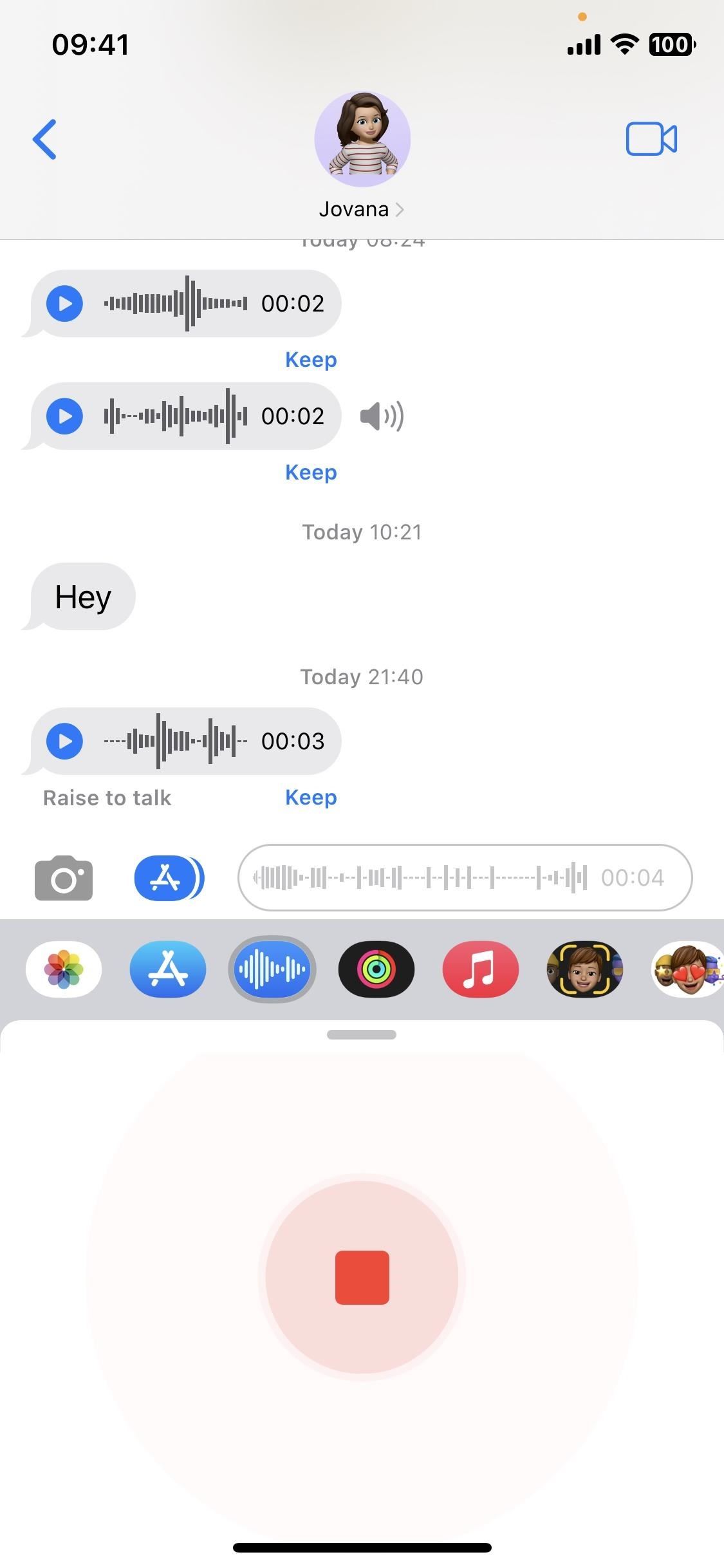 stop recording audio message on iphone