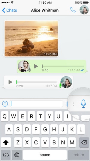 voice message icon whatsapp iphone