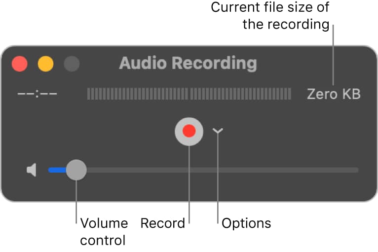 visión general de la configuración de quicktime para la grabación de audio