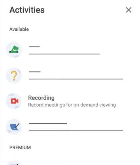 google meet recording option