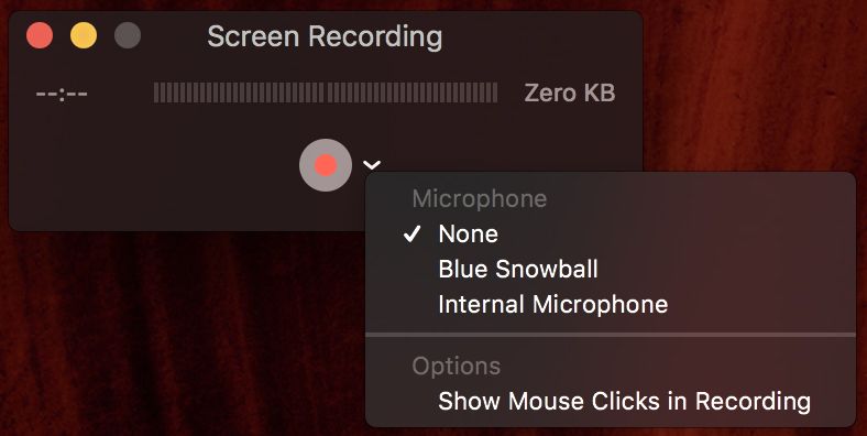 select recording settings