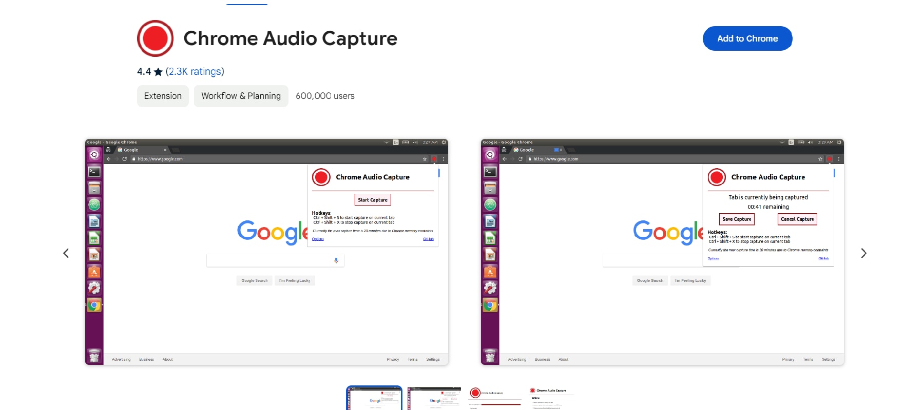 google chrome captura de audio