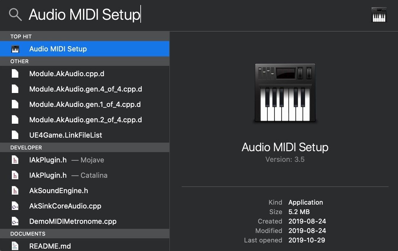 open the audio midi setup app