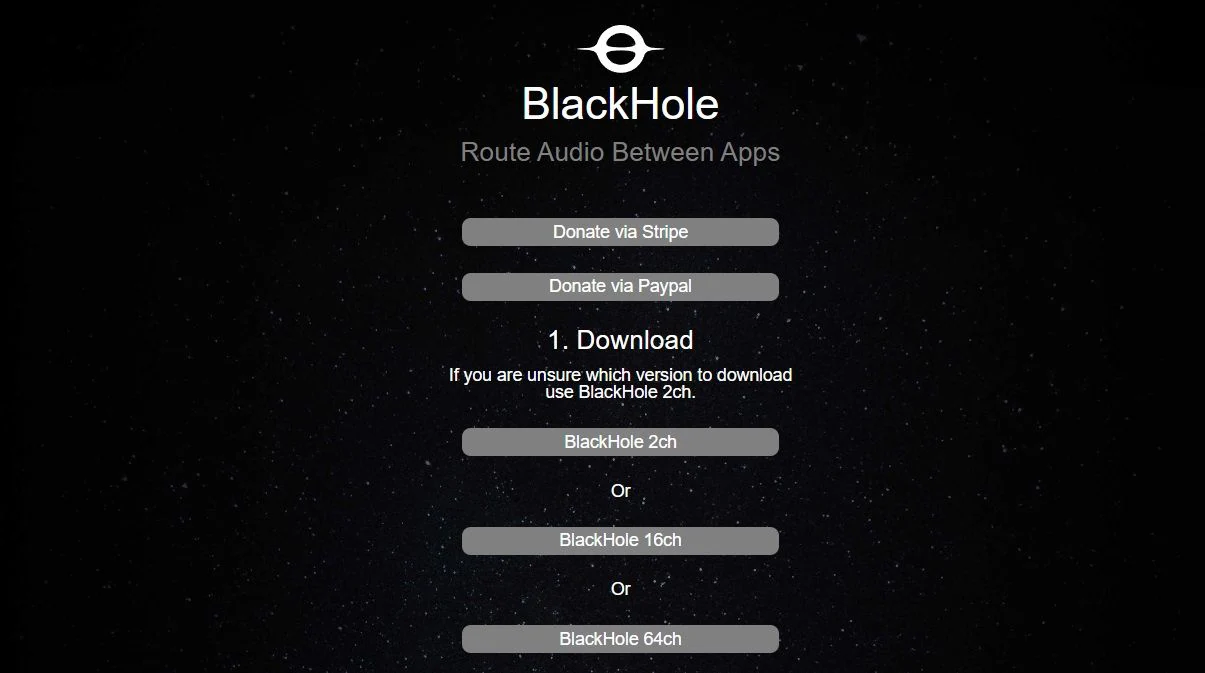 choose a blackhole audio driver version