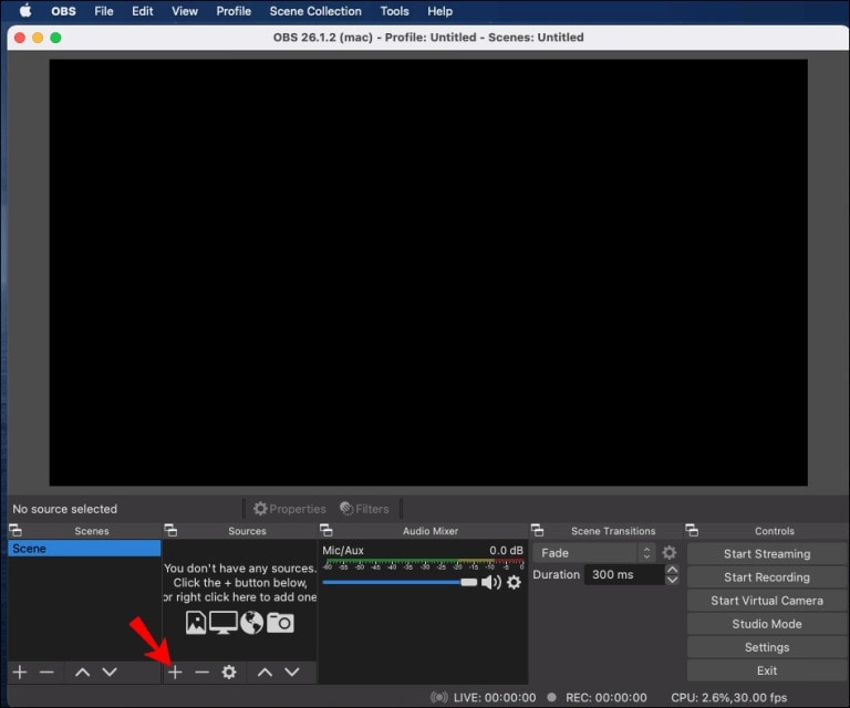 add a source in obs studio