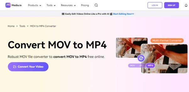 click convert your video on media.io