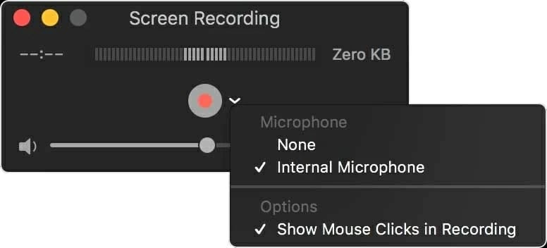 screen recording settings in quicktime player