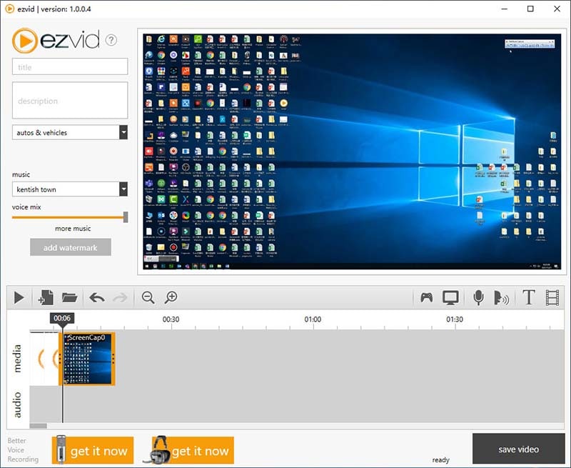 capture screen videos with ezvid