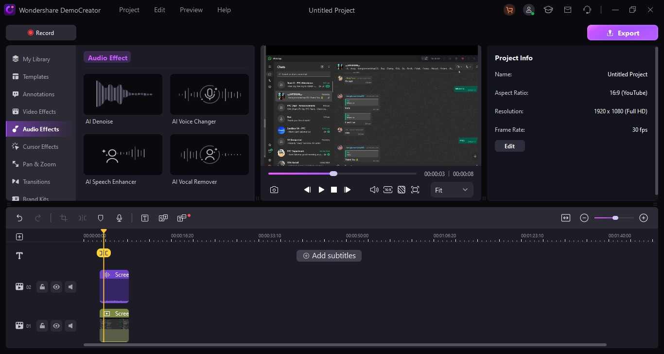 democreator editing interface