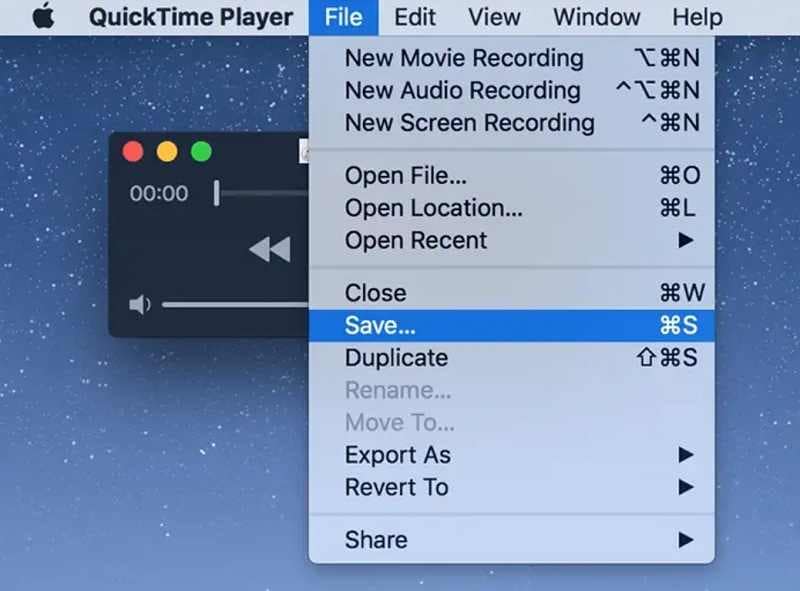 quicktime player recording menu