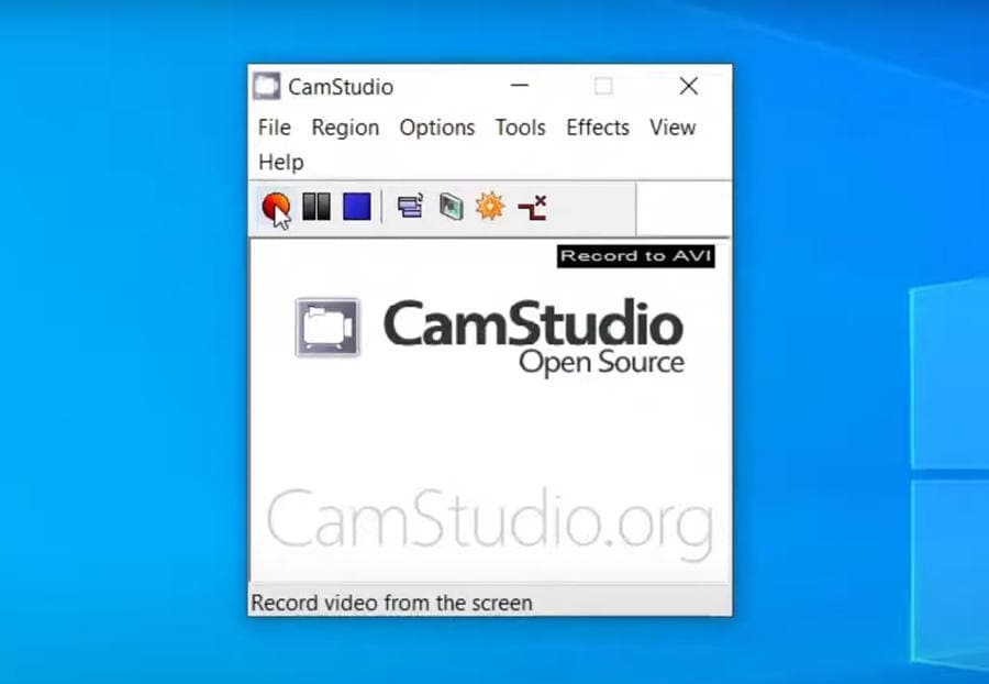 start recording your screen with camstudio