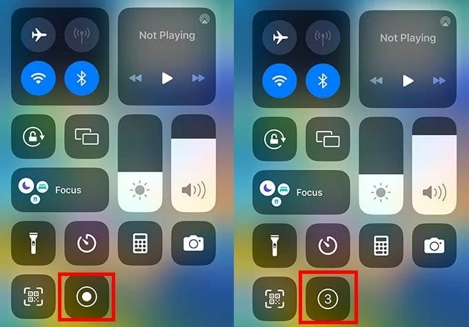 start recording button control center iphone