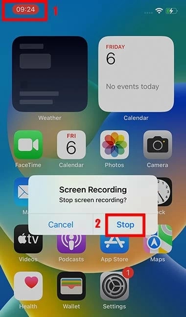 tap stop to youtube recording on iphone