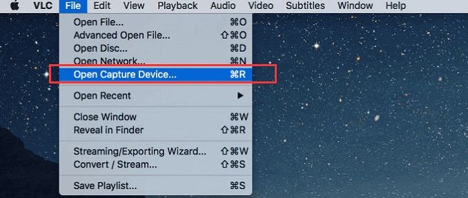 open capture device in vlc