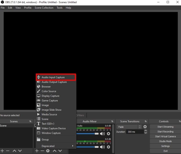 audio input capture in obs