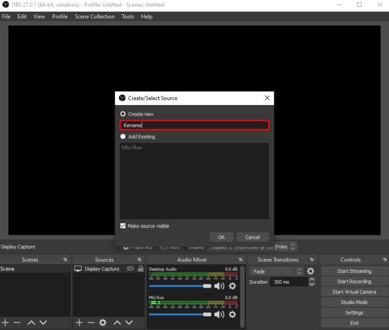 adjusting audio input in obs