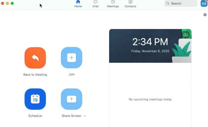 zoom home screen on mac