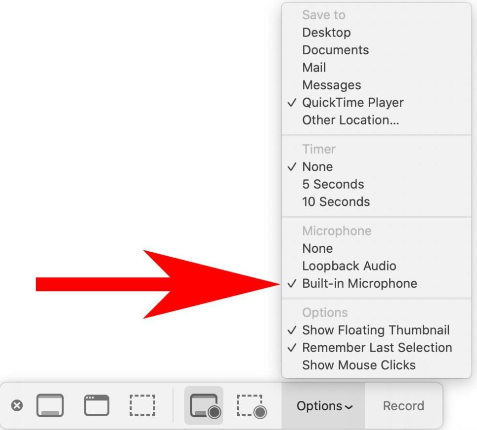 quicktime microphone recording