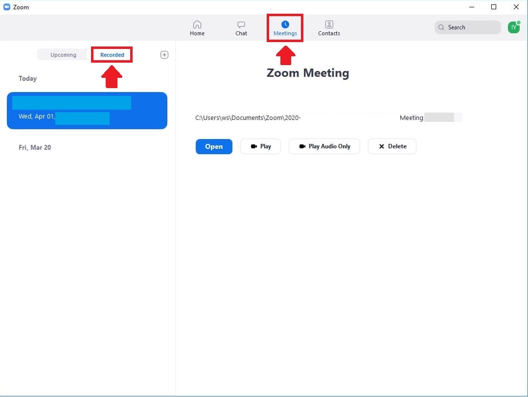 locate a recorded zoom meeting
