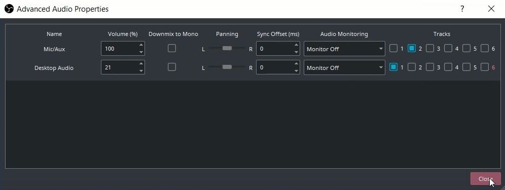 set up multiple audio tracks