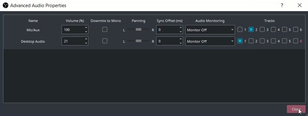 configura varias pistas de audio