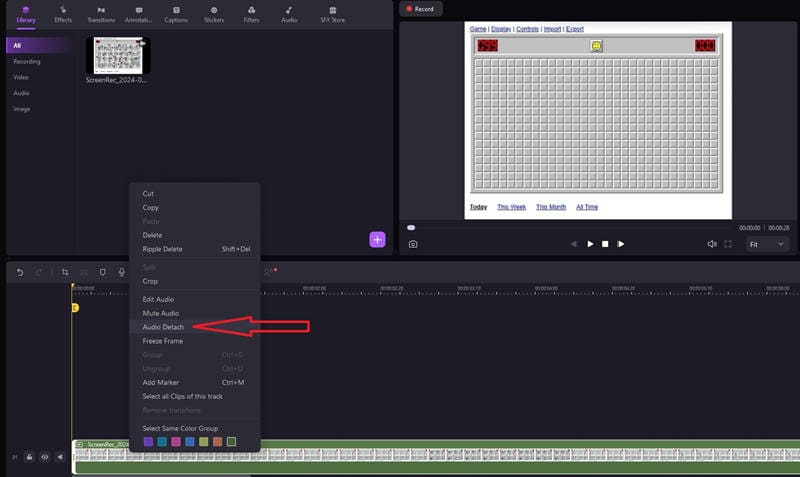 extraer audio de video en democreator