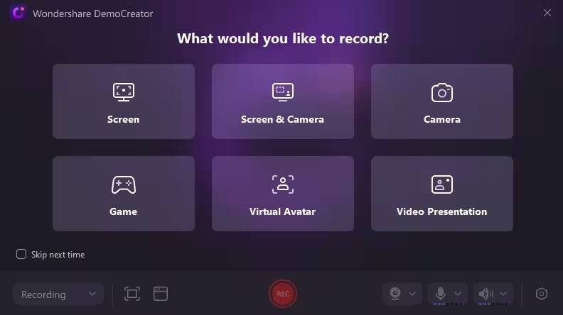 select a recording mode