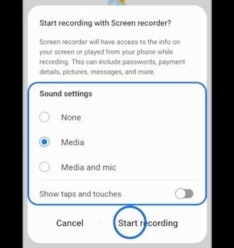 adjust and start the screen recorder