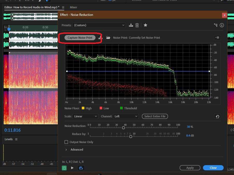 capturar ruido imprimir en adobe audition