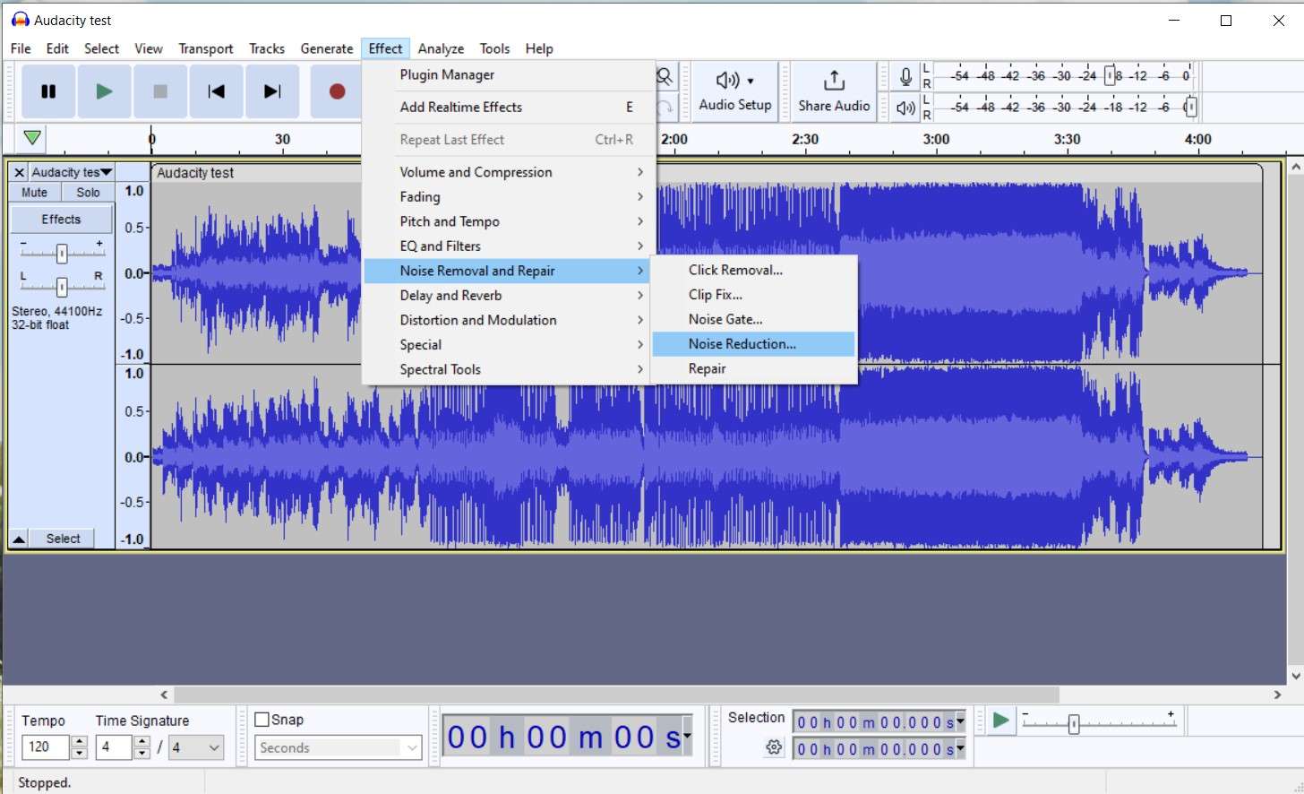 use noise reduction in audacity