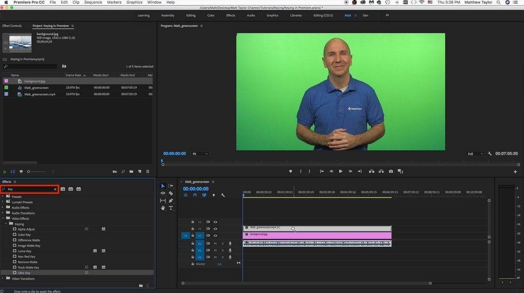 efecto ultra key en premiere pro