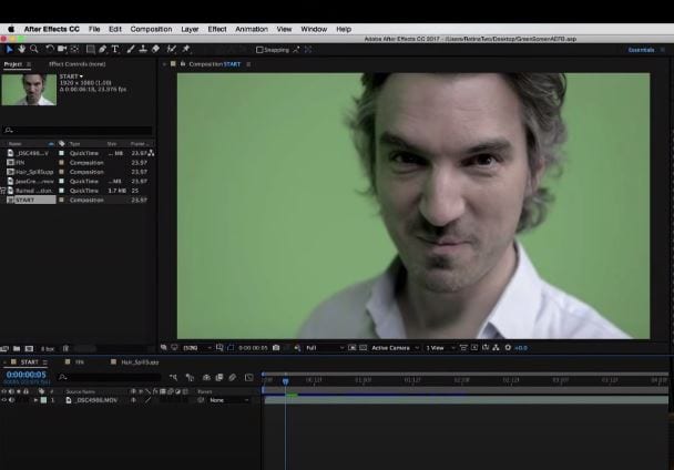 delete green screen after effects