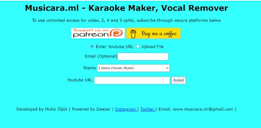 musicara eliminador de voces gratis de youtube en línea