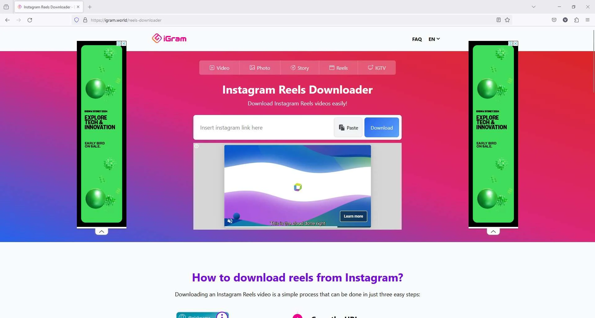 iGram para descargar video sin marce de agua instagram 