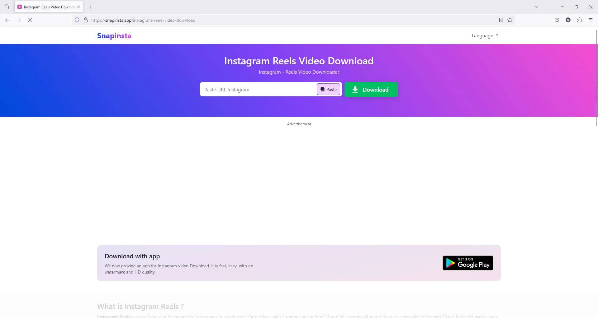 Snapinsta para eliminar la marca de agua de Instagram