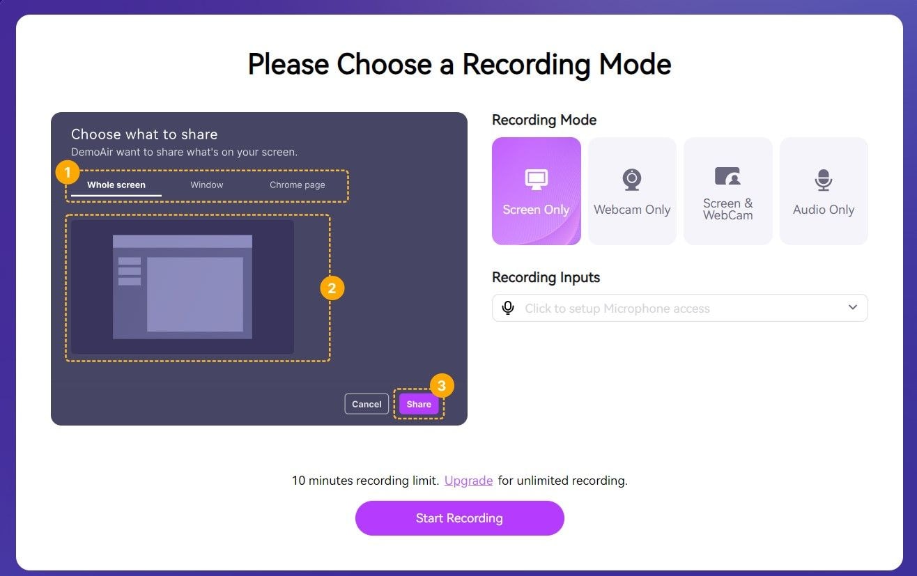 select recording preferences
