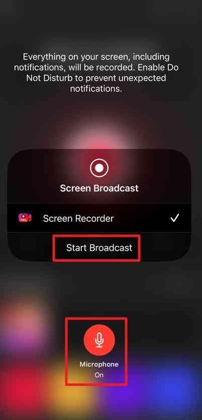 start broadcasting on iphone