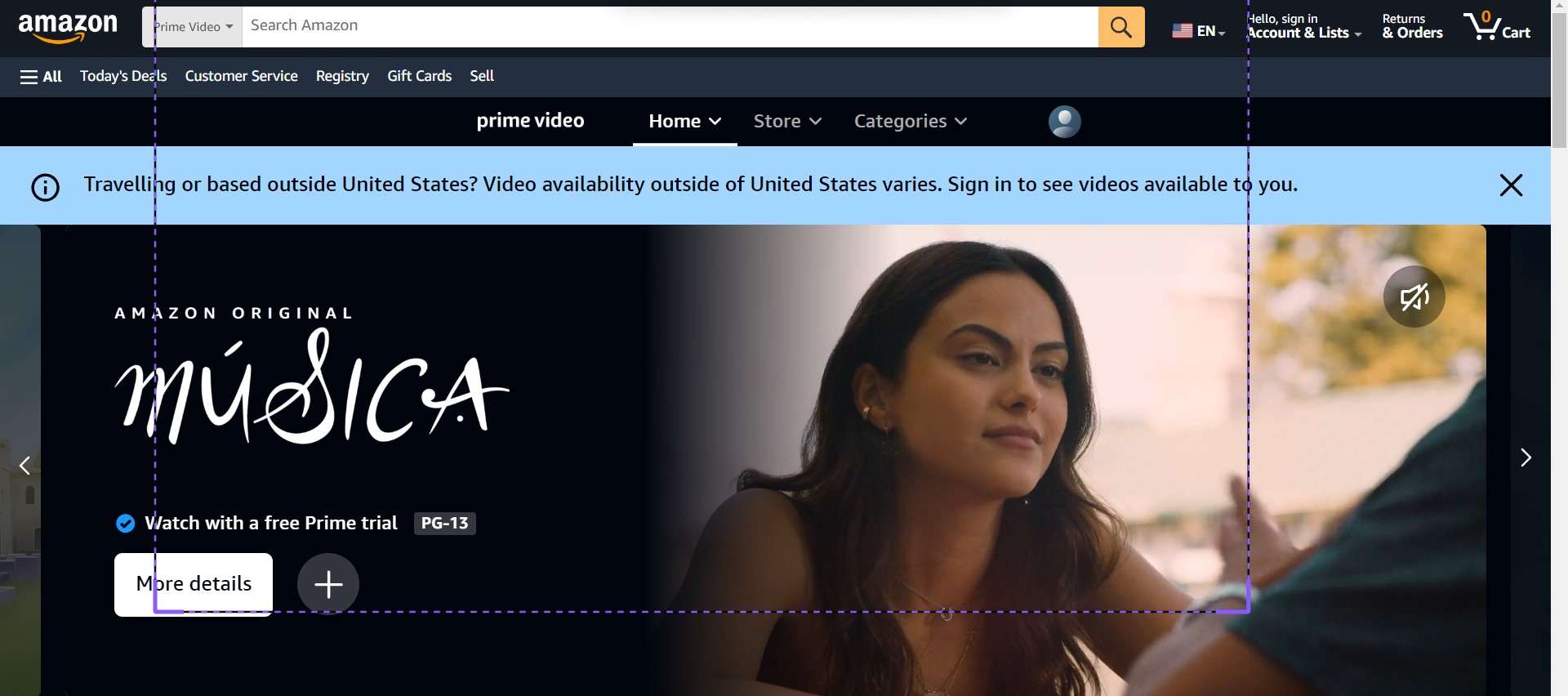 Screenshot showing democreator's screen recording feature in action on amazon prime