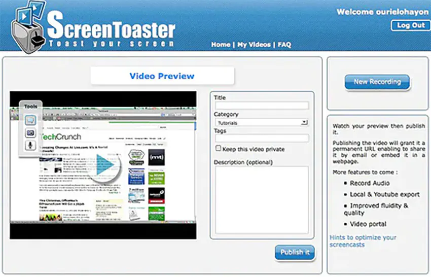 screentoaster screen recorder