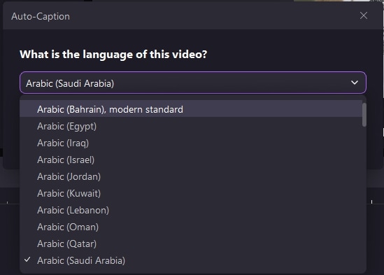 select the arabic language