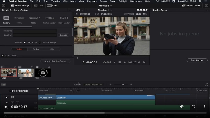 comment exporter une video MP4 -select mp4 format menu