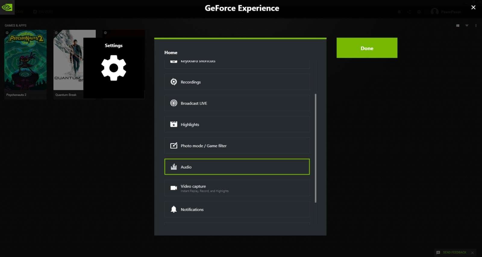 select nvidia capture audio settings 