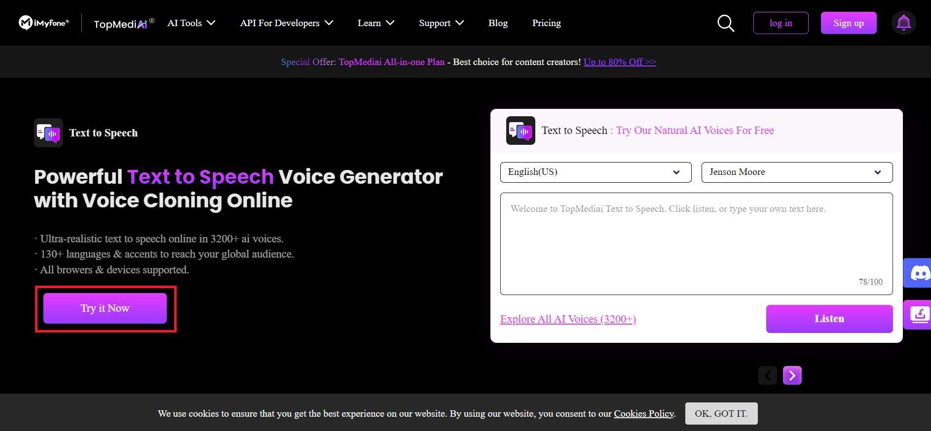 use topmediai to generate a siri voice