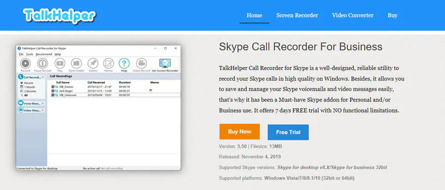 talkhelper call recorder for skype