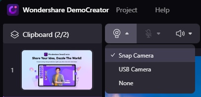 Select Snap camera as the video input