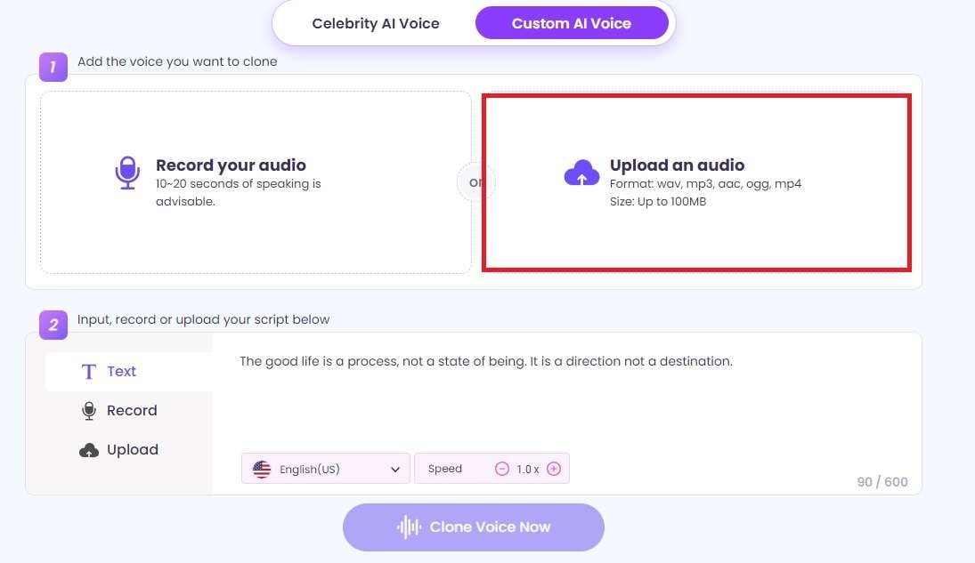 uploading sonic audio to vidnoz